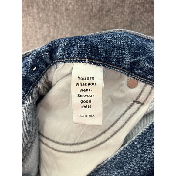 PacSun Vintage Loose Jeans Mens Size 31x29 Blue White Patchwork Straight Leg - Picture 6 of 12